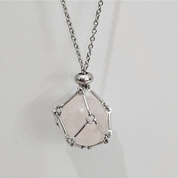 💎Rose Quartz cage necklace with FREE stone. - Picture 3 of 4
